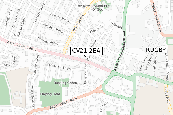 CV21 2EA map - large scale - OS Open Zoomstack (Ordnance Survey)