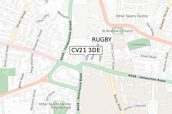 CV21 3DE map - large scale - OS Open Zoomstack (Ordnance Survey)