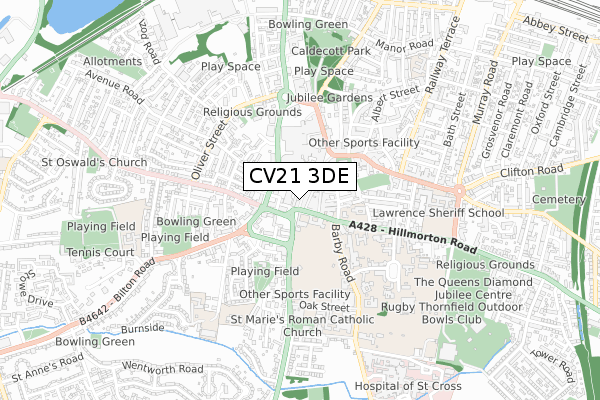 CV21 3DE map - small scale - OS Open Zoomstack (Ordnance Survey)