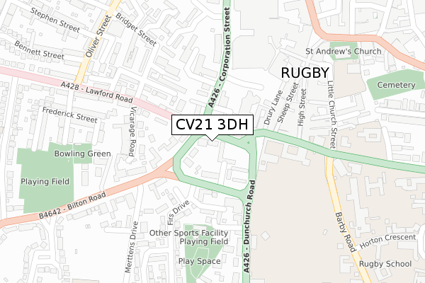 CV21 3DH map - large scale - OS Open Zoomstack (Ordnance Survey)