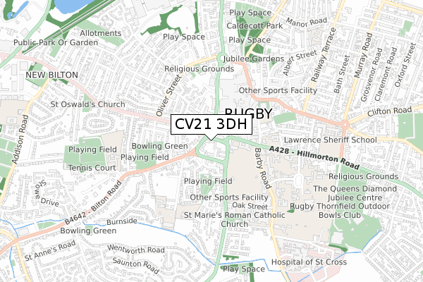 CV21 3DH map - small scale - OS Open Zoomstack (Ordnance Survey)