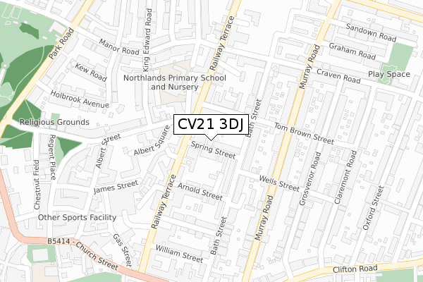 CV21 3DJ map - large scale - OS Open Zoomstack (Ordnance Survey)