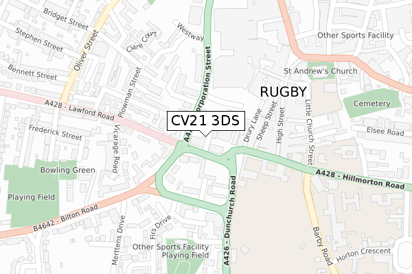 CV21 3DS map - large scale - OS Open Zoomstack (Ordnance Survey)