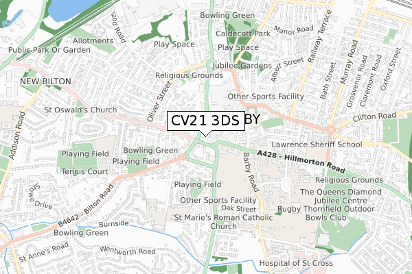 CV21 3DS map - small scale - OS Open Zoomstack (Ordnance Survey)