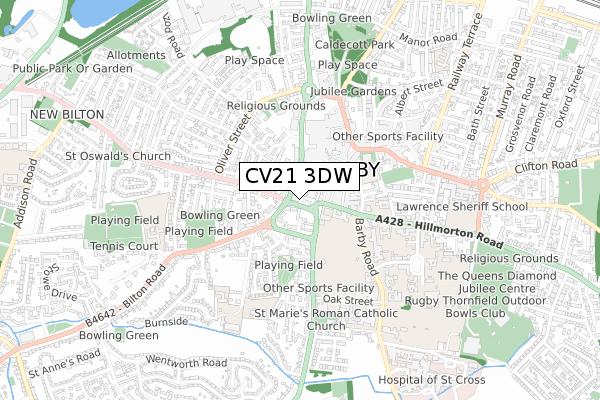 CV21 3DW map - small scale - OS Open Zoomstack (Ordnance Survey)