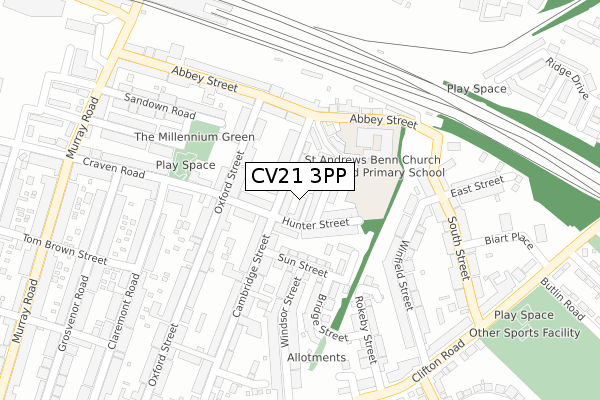 CV21 3PP map - large scale - OS Open Zoomstack (Ordnance Survey)