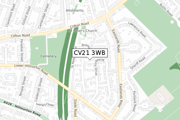 CV21 3WB map - large scale - OS Open Zoomstack (Ordnance Survey)