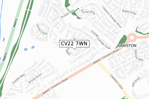 CV22 7WN map - large scale - OS Open Zoomstack (Ordnance Survey)