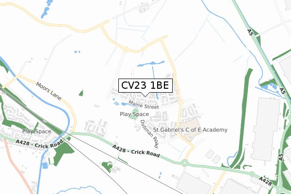 CV23 1BE map - small scale - OS Open Zoomstack (Ordnance Survey)