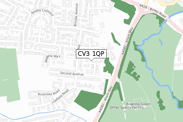 CV3 1QP map - large scale - OS Open Zoomstack (Ordnance Survey)