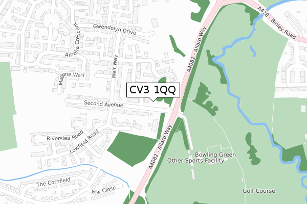 CV3 1QQ map - large scale - OS Open Zoomstack (Ordnance Survey)