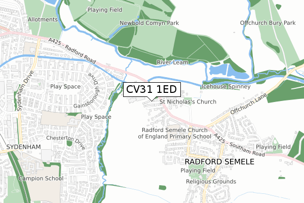 CV31 1ED map - small scale - OS Open Zoomstack (Ordnance Survey)