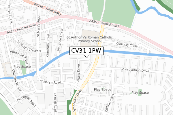 CV31 1PW map - large scale - OS Open Zoomstack (Ordnance Survey)