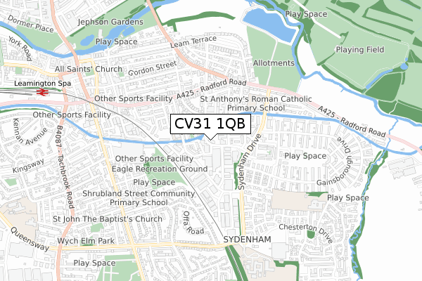 CV31 1QB map - small scale - OS Open Zoomstack (Ordnance Survey)