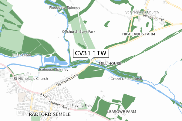 CV31 1TW map - small scale - OS Open Zoomstack (Ordnance Survey)