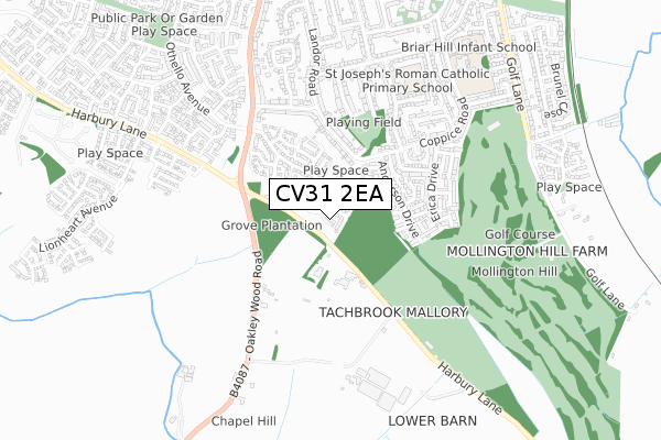 CV31 2EA map - small scale - OS Open Zoomstack (Ordnance Survey)