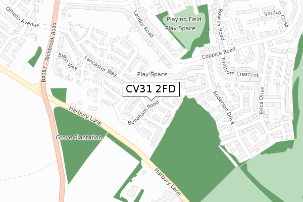 CV31 2FD map - large scale - OS Open Zoomstack (Ordnance Survey)