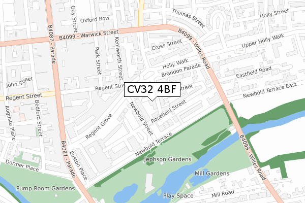 CV32 4BF map - large scale - OS Open Zoomstack (Ordnance Survey)