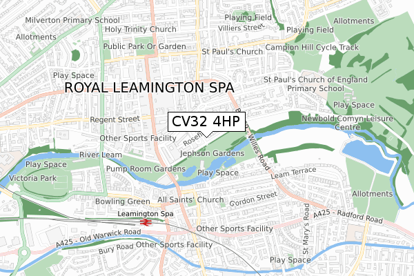 CV32 4HP map - small scale - OS Open Zoomstack (Ordnance Survey)