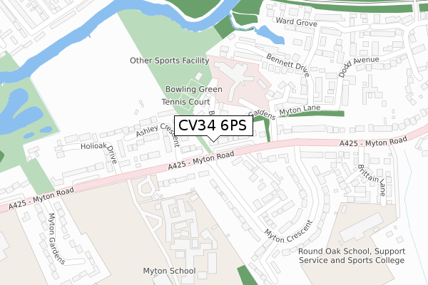 CV34 6PS map - large scale - OS Open Zoomstack (Ordnance Survey)