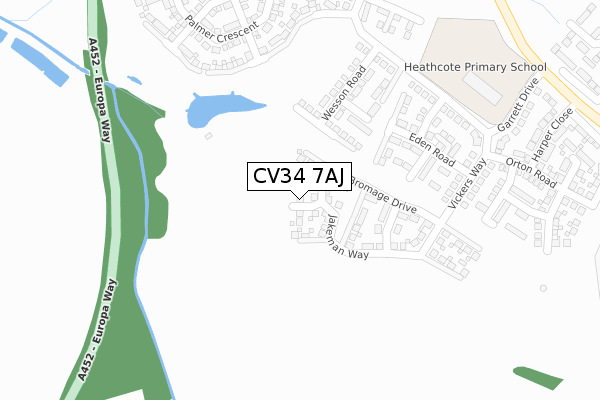 CV34 7AJ map - large scale - OS Open Zoomstack (Ordnance Survey)