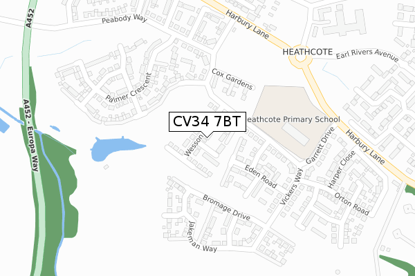 CV34 7BT map - large scale - OS Open Zoomstack (Ordnance Survey)