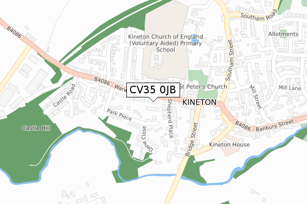 CV35 0JB map - large scale - OS Open Zoomstack (Ordnance Survey)