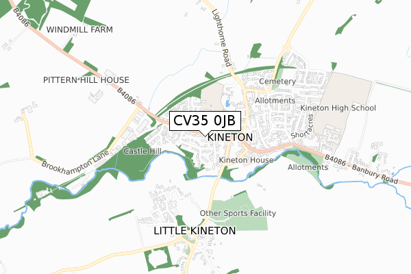 CV35 0JB map - small scale - OS Open Zoomstack (Ordnance Survey)