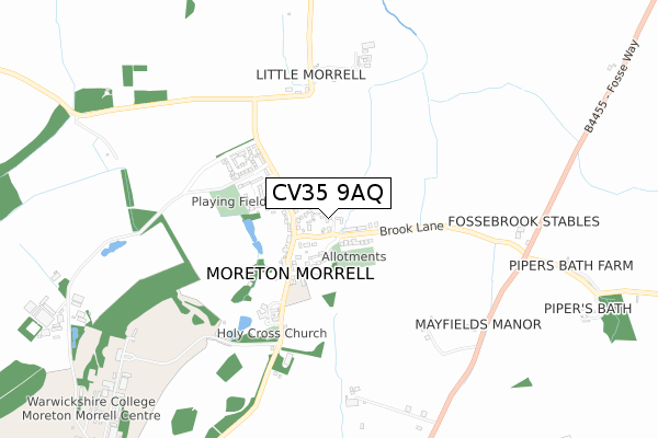 CV35 9AQ map - small scale - OS Open Zoomstack (Ordnance Survey)