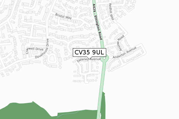 CV35 9UL map - large scale - OS Open Zoomstack (Ordnance Survey)