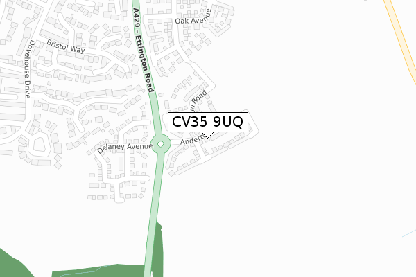 CV35 9UQ map - large scale - OS Open Zoomstack (Ordnance Survey)