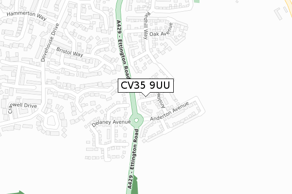 CV35 9UU map - large scale - OS Open Zoomstack (Ordnance Survey)