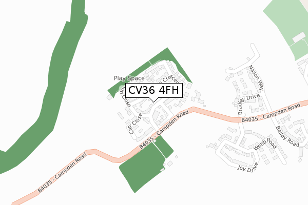 CV36 4FH map - large scale - OS Open Zoomstack (Ordnance Survey)