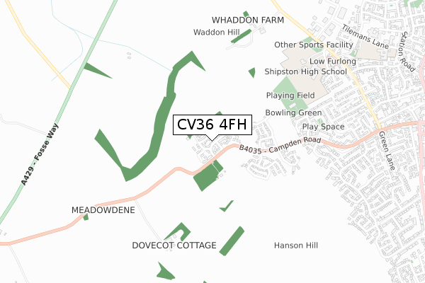 CV36 4FH map - small scale - OS Open Zoomstack (Ordnance Survey)