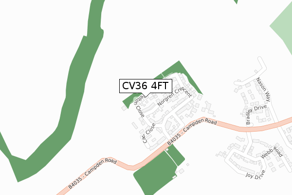 CV36 4FT map - large scale - OS Open Zoomstack (Ordnance Survey)