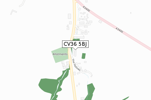 CV36 5BJ map - large scale - OS Open Zoomstack (Ordnance Survey)