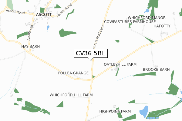 CV36 5BL map - small scale - OS Open Zoomstack (Ordnance Survey)