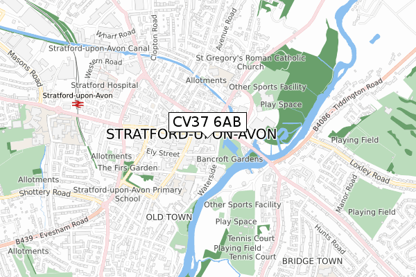 CV37 6AB map - small scale - OS Open Zoomstack (Ordnance Survey)