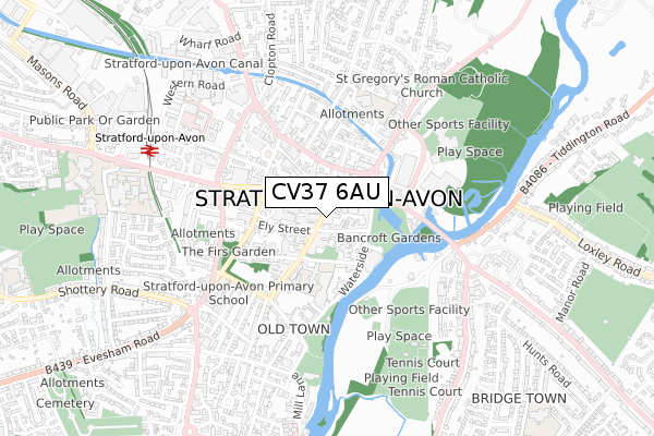 CV37 6AU map - small scale - OS Open Zoomstack (Ordnance Survey)