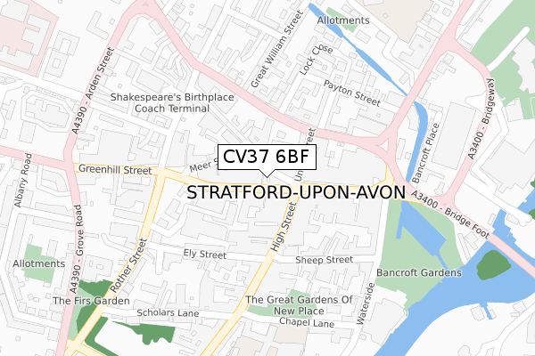 CV37 6BF map - large scale - OS Open Zoomstack (Ordnance Survey)