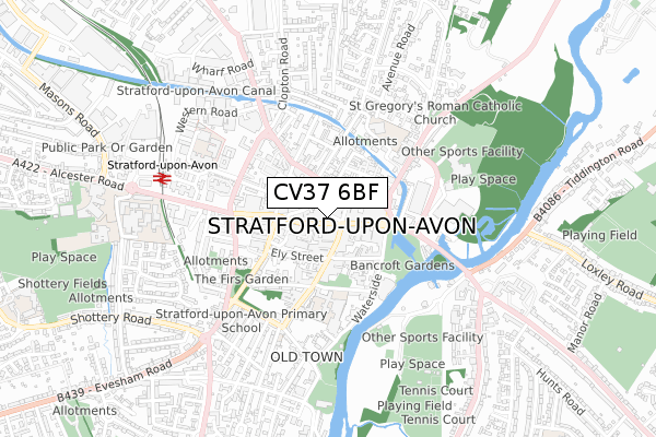 CV37 6BF map - small scale - OS Open Zoomstack (Ordnance Survey)