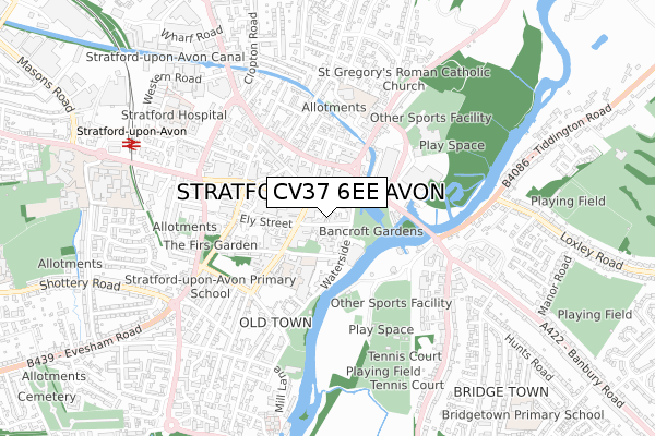 CV37 6EE map - small scale - OS Open Zoomstack (Ordnance Survey)