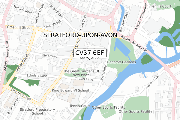 CV37 6EF map - large scale - OS Open Zoomstack (Ordnance Survey)