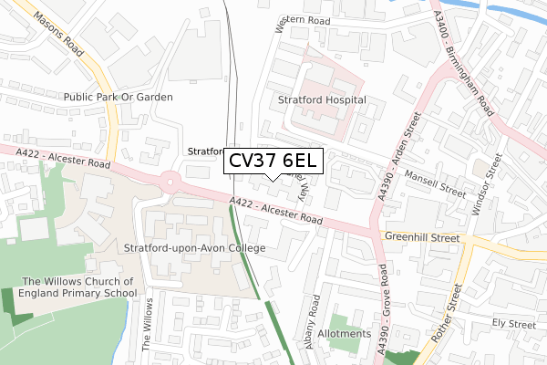 CV37 6EL map - large scale - OS Open Zoomstack (Ordnance Survey)