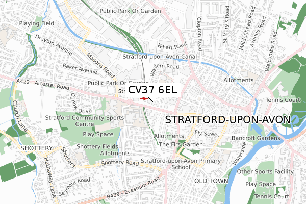 CV37 6EL map - small scale - OS Open Zoomstack (Ordnance Survey)