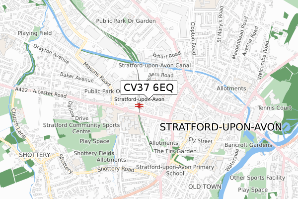 CV37 6EQ map - small scale - OS Open Zoomstack (Ordnance Survey)