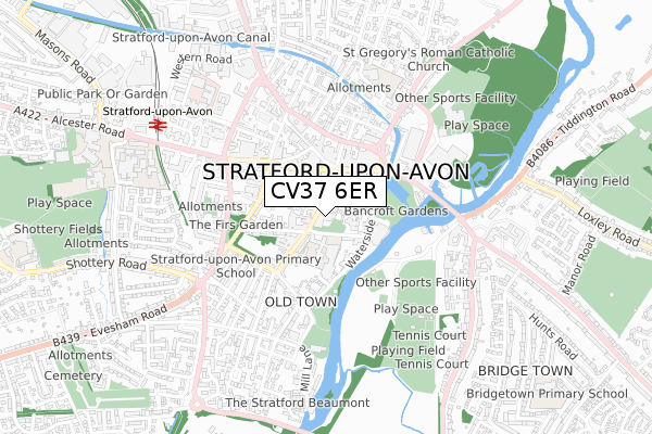 CV37 6ER map - small scale - OS Open Zoomstack (Ordnance Survey)