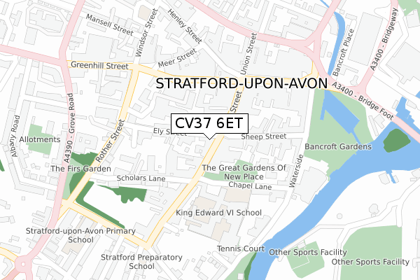 CV37 6ET map - large scale - OS Open Zoomstack (Ordnance Survey)