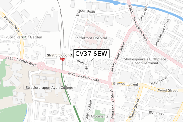 CV37 6EW map - large scale - OS Open Zoomstack (Ordnance Survey)