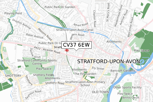 CV37 6EW map - small scale - OS Open Zoomstack (Ordnance Survey)